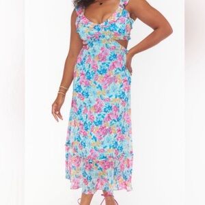 Show Me Your Mumu Blue Pink Floral Maxi Dress